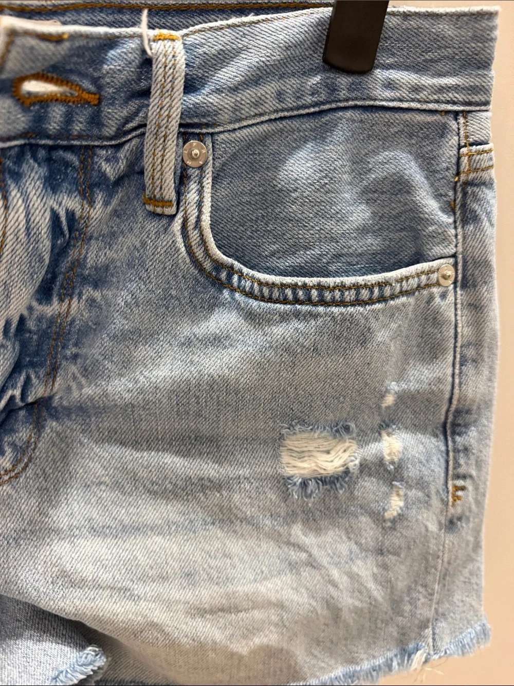 Frame Denim Light Wash Distressed Cutoff Shorts
